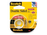 3M 136 Scotch Double Sided Tape with Dispenser - 1/2" x 250"
