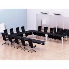 MHM Figura 72-12 12 Seater U-Shaped Conference Meeting Table, Black