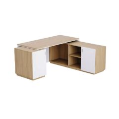 MHM ED3-LSCBW Executive Desk, 180 cm, Coco Bolo-Premium White