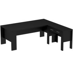 MHM Moderno A01 L-Shaped Workstation Executive Desk, Black