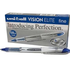 Uni-ball UB200 Vision Elite Fine Roller Pen - 0.8mm - Blue (Pack of 12)