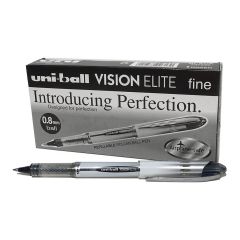 Uni-ball UB200 Vision Elite Fine Roller Pen - 0.8mm - Black (Pack of 12)