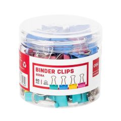Deli E8556A Binder Clips - 15mm - Assorted Color - 60 Clips / Tub