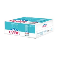 Evian Sparkling Natural Mineral  Water - 330ml Can x (Pack of 24)