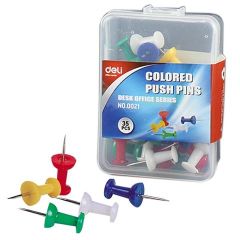 Deli E0021 Color Push Pins - 25mm - Assorted Color - 35 / Pack
