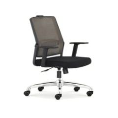 Mazaya MF 207 MB Medium Back Revolving Chair with Mesh Back - Black In PU Leather
