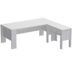 MHM Moderno A01 L-Shaped Workstation Executive Desk, White