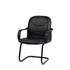 Mazaya MF 0180 Visitor Chair - PP Arms & Metal Cantilever - Black In Leather