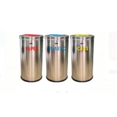 Brooks BKS SS PSH 279 Stainless Steel Recycle Bin - 50 Liter x 3 Bins