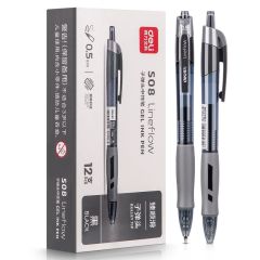 Deli S08 Gel Ink Pen - 0.5mm Tip - Black (Pack of 12)
