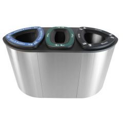 Brooks BKS 3 STR 474 Stainless Steel 3 Stream Recycle Bin -  (L)1140 x (W)450 x (H)810mm