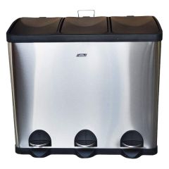 Brooks BKS SS STR 268 Stainless Steel 3 Stream Recycle Bin - 60 Liter