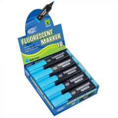 FIS FSFL05BL Broad Fluorescent Marker - Chisel Tip - Blue (Pack of 10)