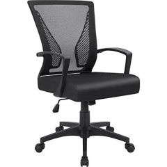MHM Mid Back Swivel Lumbar Support Mesh Office Chair, Black
