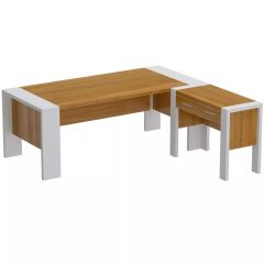 MHM Moderno A01 L-Shaped Workstation Executive Desk, Light Walnut