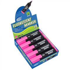 FIS FSFL05PI Broad Fluorescent Marker - Chisel Tip - Pink (Pack of 10)