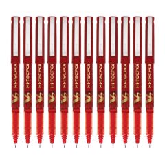 Pilot V7 Hi Tecpoint Liquid Ink Pen - 0.7 mm - Red (Pack of 12)