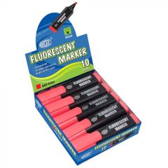 FIS FSFL05RE Broad Fluorescent Marker - Chisel Tip - (Pack of 10)