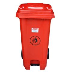 Brooks PDL 089 Pedal Bin with Wheels - Red - 120 Liter