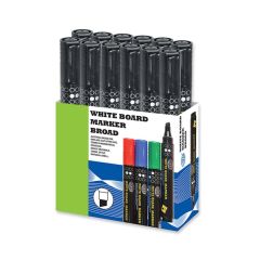 FIS FSMKWB04BK Broad White Board Marker - Chisel Tip - Black (Pack of 12)