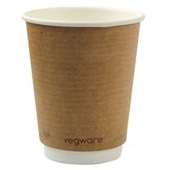 Vegware VDW-12 Double Wall 12Oz Kraft Hot Cup (Pack of 500)