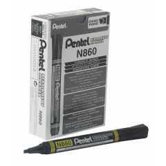 Pentel N860 Permanent Marker - Chisel Tip - Black (Pack of 12)