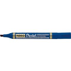 Pentel N860 Permanent Marker - Chisel Tip - Blue (Pack of 12)