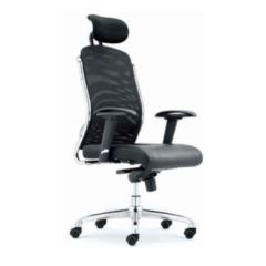 Mazaya MF 0196 High Back Executive Chair - Mesh Back - Black PU Leather Seat
