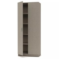 MHM 2 Door Full Height Cabinet - Modern Storage Solution with 4 Shelves, Fabric Grey