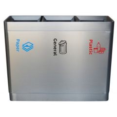 Brooks SS OPN 290 Stainless Steel 3 Stream Open Recycle Bin - (L)1050 X (W)350 X (H)835mm