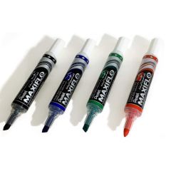 Pentel MWL6 Maxiflo White Board Marker -  Chisel Tip - Assorted (Pack of 4)