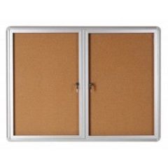 Bi-Office VT640101720 Lockable Cork Notice Board with 2 Swing Doors - 120cm x 91cm