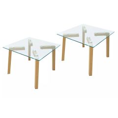 MHM HYCT12-60 Glass Coffee Table, 60 cm, Set of 2