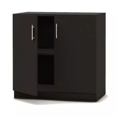 MHM Modern Medium Height Cabinet with 2 Shelves, Black
