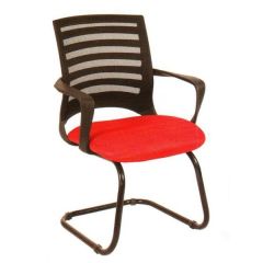 Mazaya MF 09300 Visitor Chair with Fixed Nylon Arms - Red In Leather 