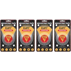 KLAPiT  Slim 3 Meter Heavy Duty Mounting Super Tape - Holds 150LB/68Kg (Pack of 4)