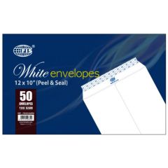 FIS FSWE1034P50 Peel & Seal White Envelope - 100gsm - 12" x 10" (Pack of 50)