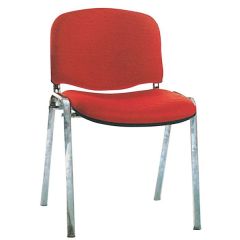 Mazaya MF 0273 Normal Chair with Chrome Metal Leg - Red In Fabric
