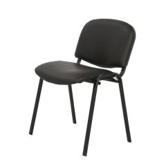 Mazaya MF 0274 Normal Chair with Black Metal Leg - Black In Leather