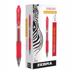 Zebra Sarasa Gel Retractable Pen - 0.5mm - Red (Pack of 12)