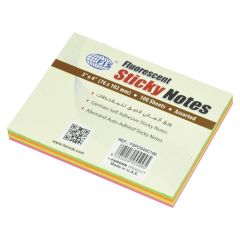 FIS FSPO344C100 Assorted Fluorescent Color Sticky Notes - 3" x 4" - 100 Sheets x 12 Pads / Pack