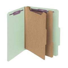 Smead 14076 Pressboard Classification File Folder With Safeshield Fasteners 14076, 2 Dividers, 2" Expansion, Letter, Gray/Green