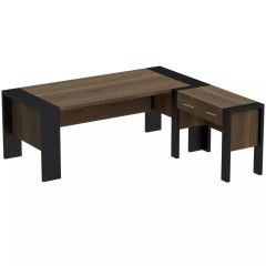 MHM Moderno A01 L-Shaped Workstation Executive Desk, Black Zabrano