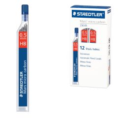 Staedtler 250 Mars Micro Carbon Mechanical Pencil Lead - 0.5mm Tip - HB (12 Tubes /Pack)