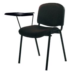 Mazaya MF 0278 Normal Chair with Metal Leg & Writing Pad - Black In Leather