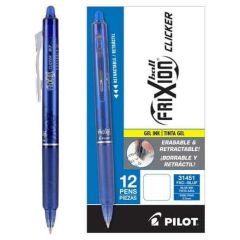 Pilot Frixion O7 Clicker Ball Point Pen - 0.7mm - Blue (Pack of 12)