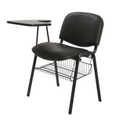 Mazaya MF 0279 Normal Chair with Writing Pad & Basket - Black In Leather