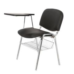 Mazaya MF 0302 Normal Chair with Writing Pad & Basket - Black In Leather