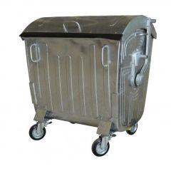 Brooks GAL 753 2.5 CBM Galvanized Steel Garbage Trolley with Lid - 1500 Liter