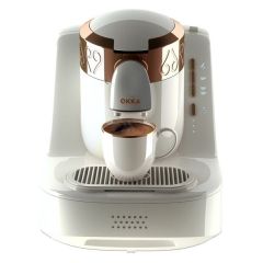 Okka OK001W Automatic Turkish Coffee Maker - White + Copper Rim